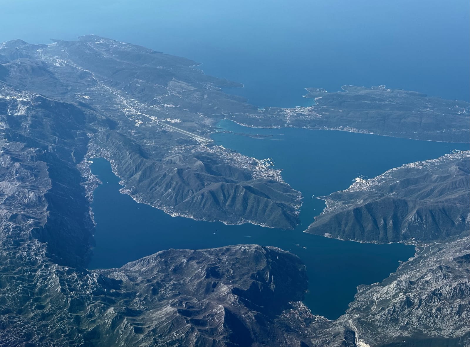 Aerial view of the Bay of Kotor, Montenegro