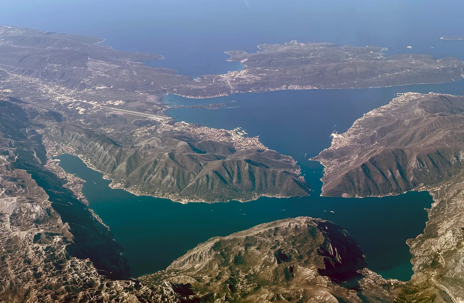 Aerial view of Boka Kotorska bay