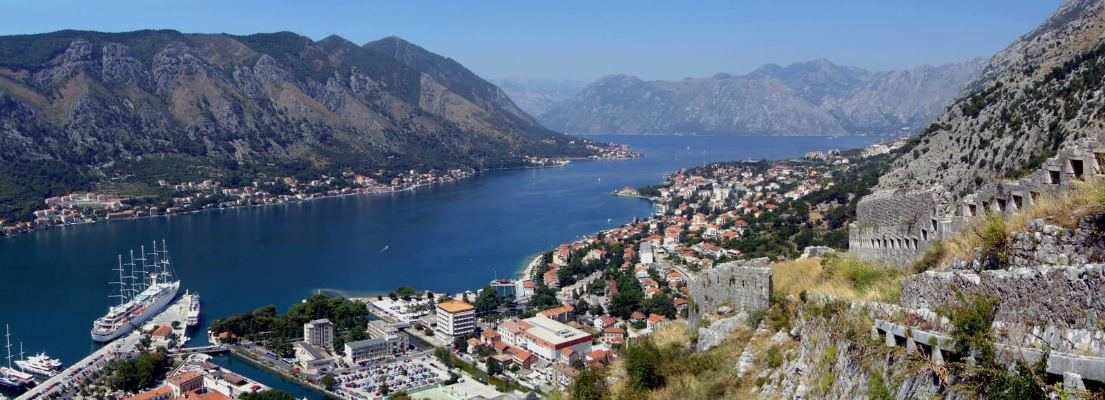 Kotor and the bay seen from the city walls